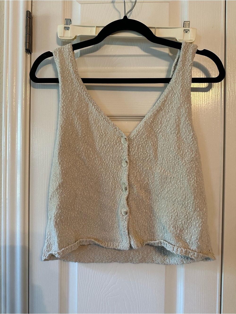 Old Navy Cream Textured Button-Front Tank